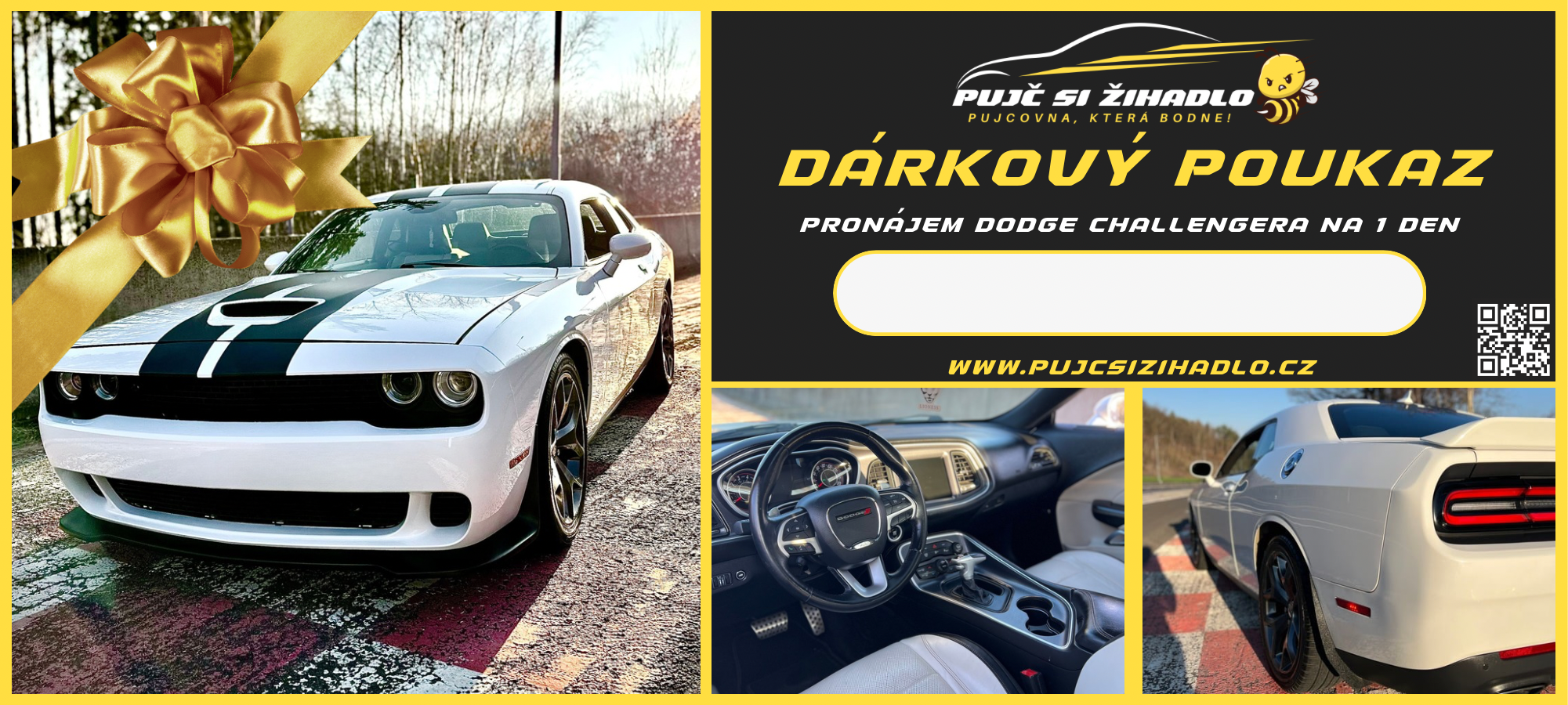 DÁRKOVÝ VOUCHER NA PRONÁJEM VOZU DODGE CHALLENGER NA 24 HODIN